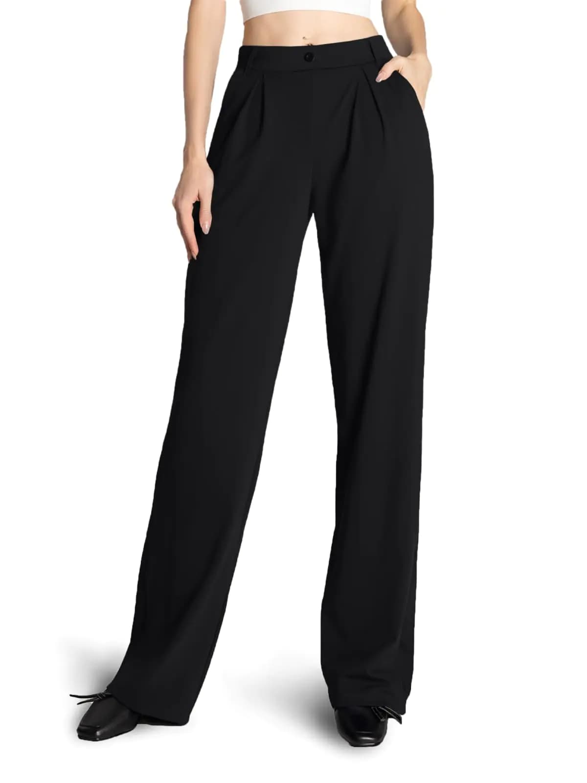 Wide Leg Black Dress Pants For Women