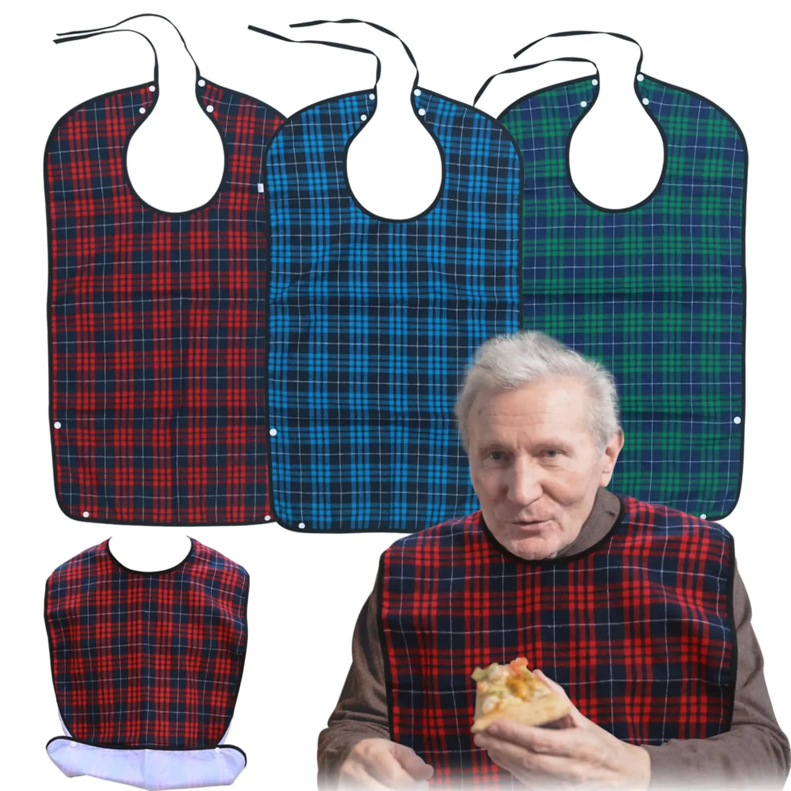 Adult Bibs with Crumb Catcher Pack of 3