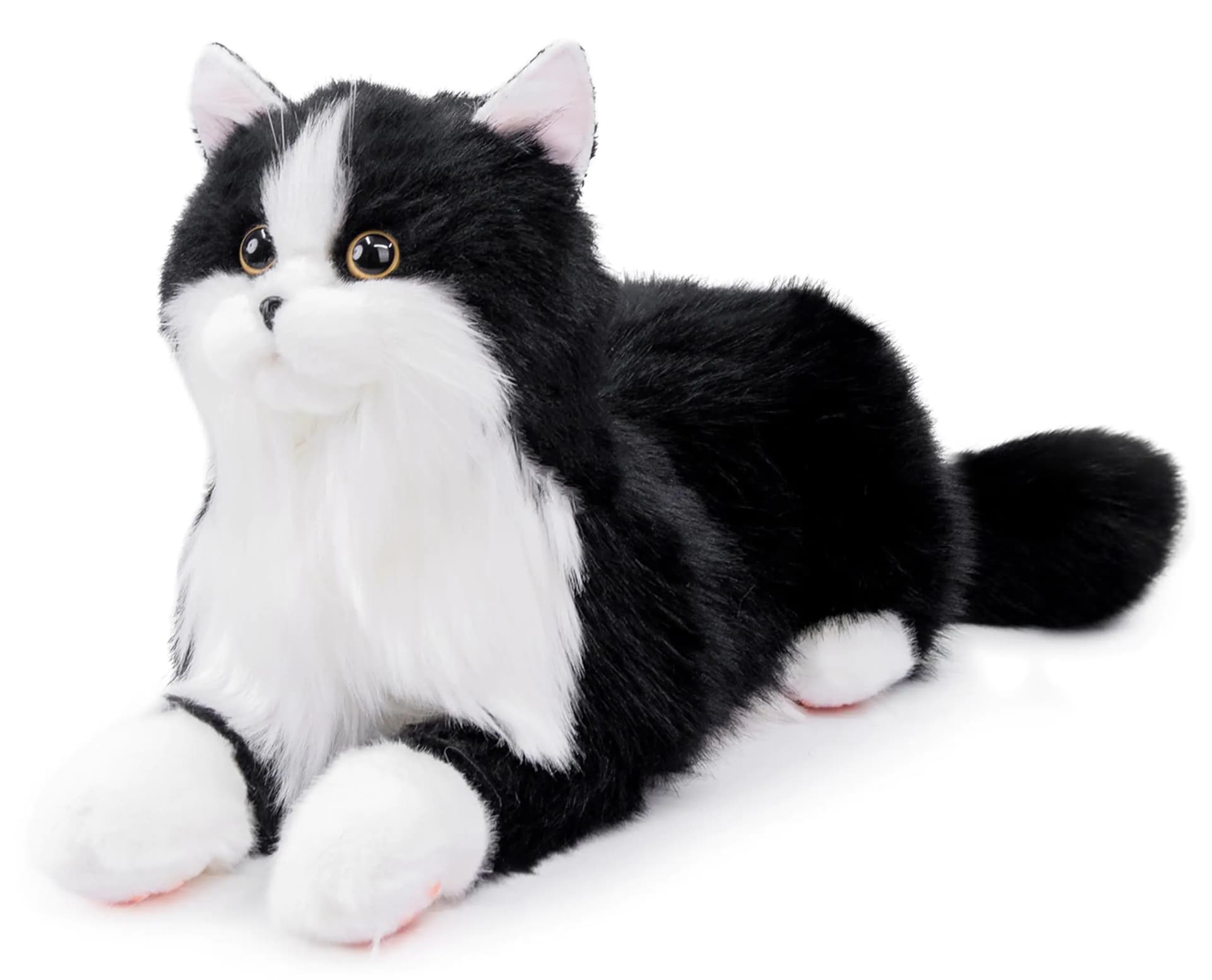 Chongker Stuffed Animals Handmade Cat Plush Realistic Companion Pet Black Cat