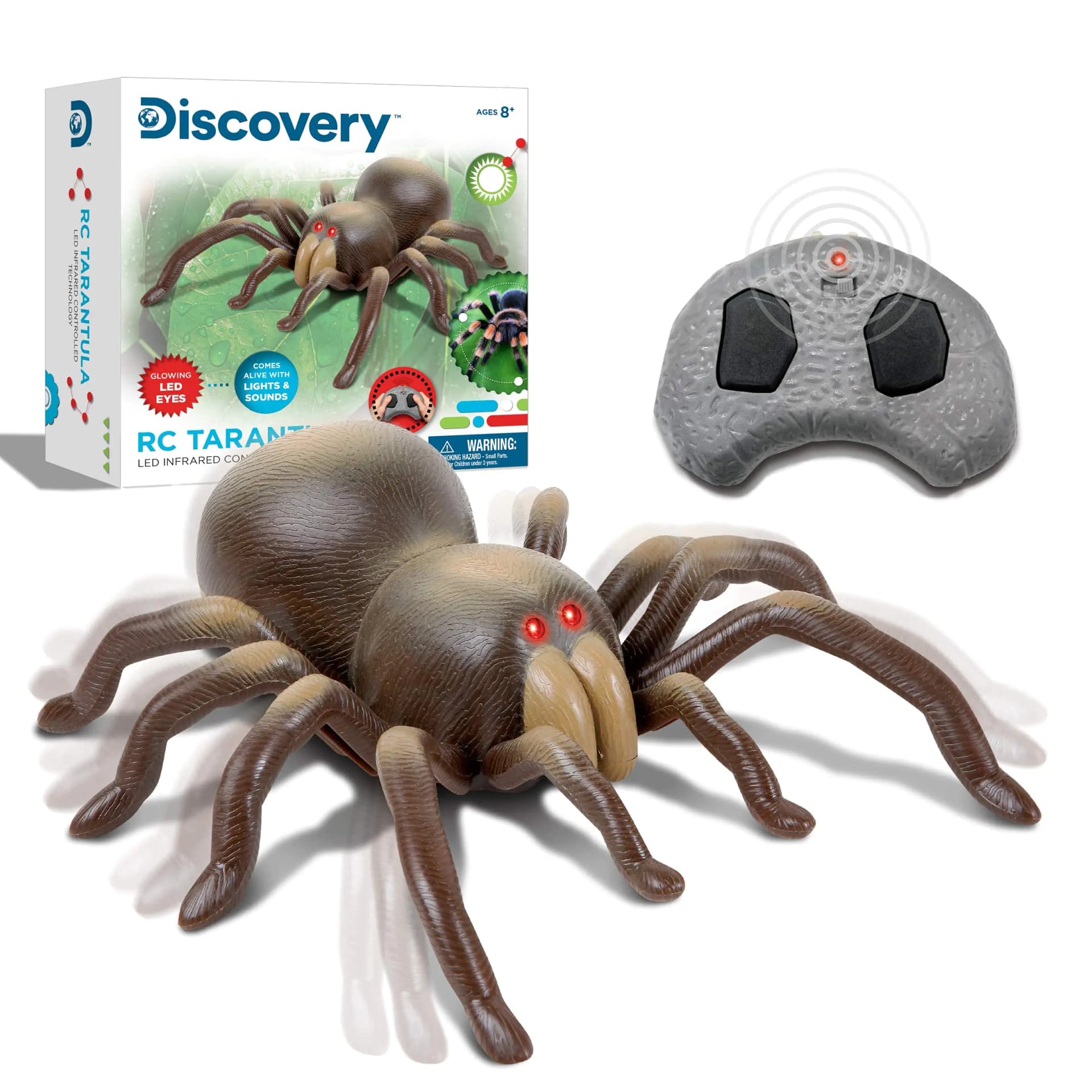 Discovery Kids RC Moving Tarantula Spider Wireless Remote Control Toy for Kids Great for Pranks and Halloween Decorations Realistic Scurrying Movement Glowing Scary Red LED Eyes