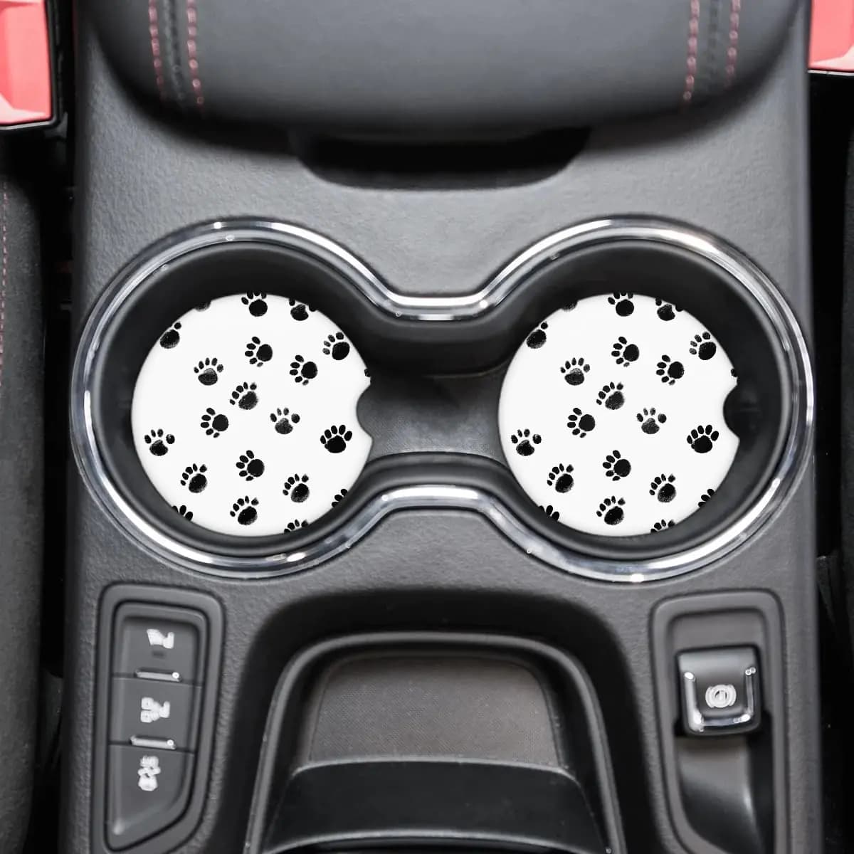Car Cup Holder Coasters With Cork Base, Dogs