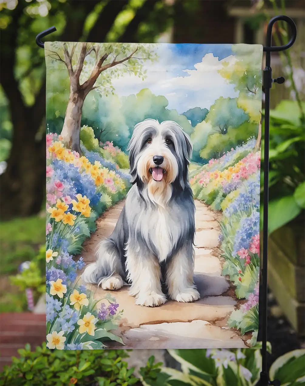 Bearded Collie Spring Garden Flag
