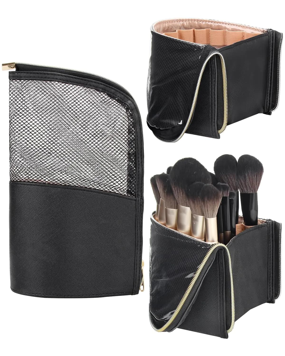 Makeup Brush Organizer Bag Black Waterproof