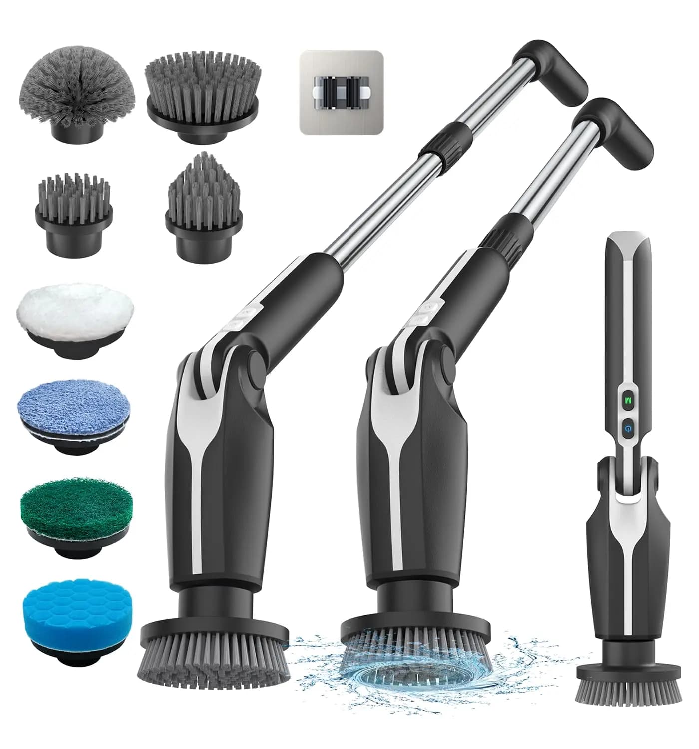 Electric Spin Scrubber with Brush Heads Black