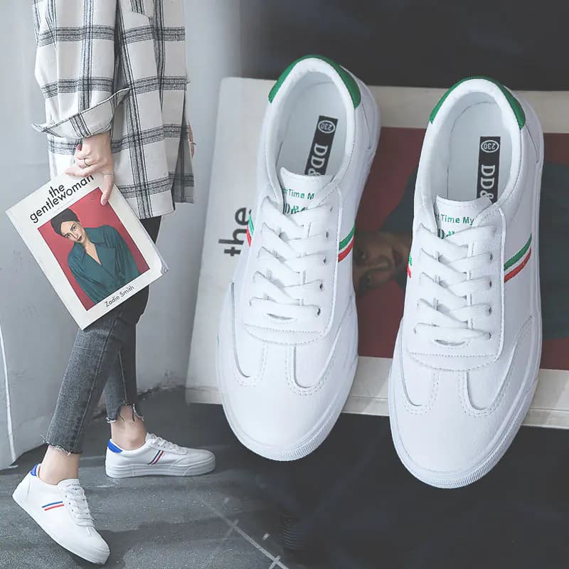 Colorful White Sneakers, Casual Style Sneakers