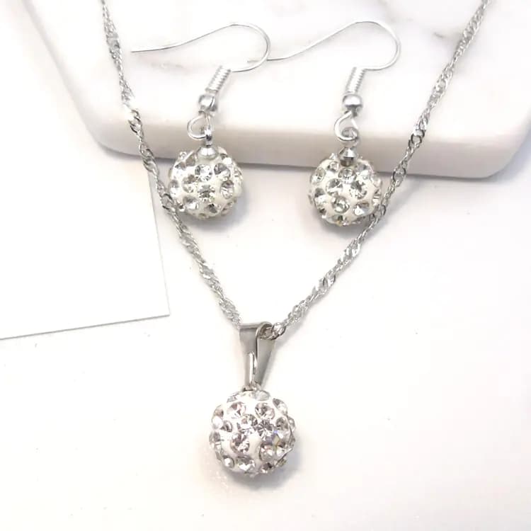 Crystal Earrings and Necklace Jewelry Set