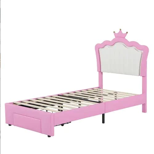 Twin Upholstered Bed Frame With LED Lights