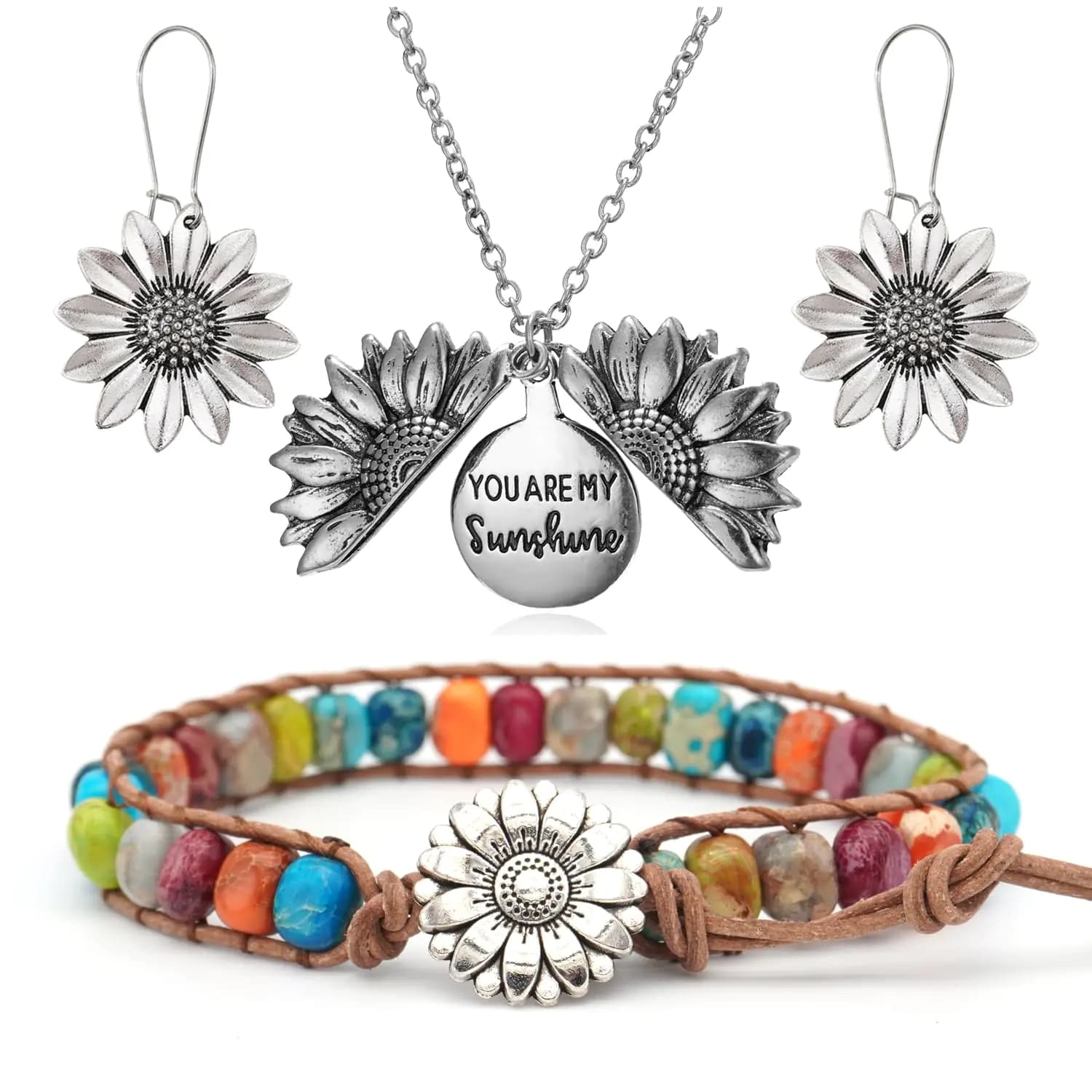 Western Jewelry Set with Sunflower Pendant