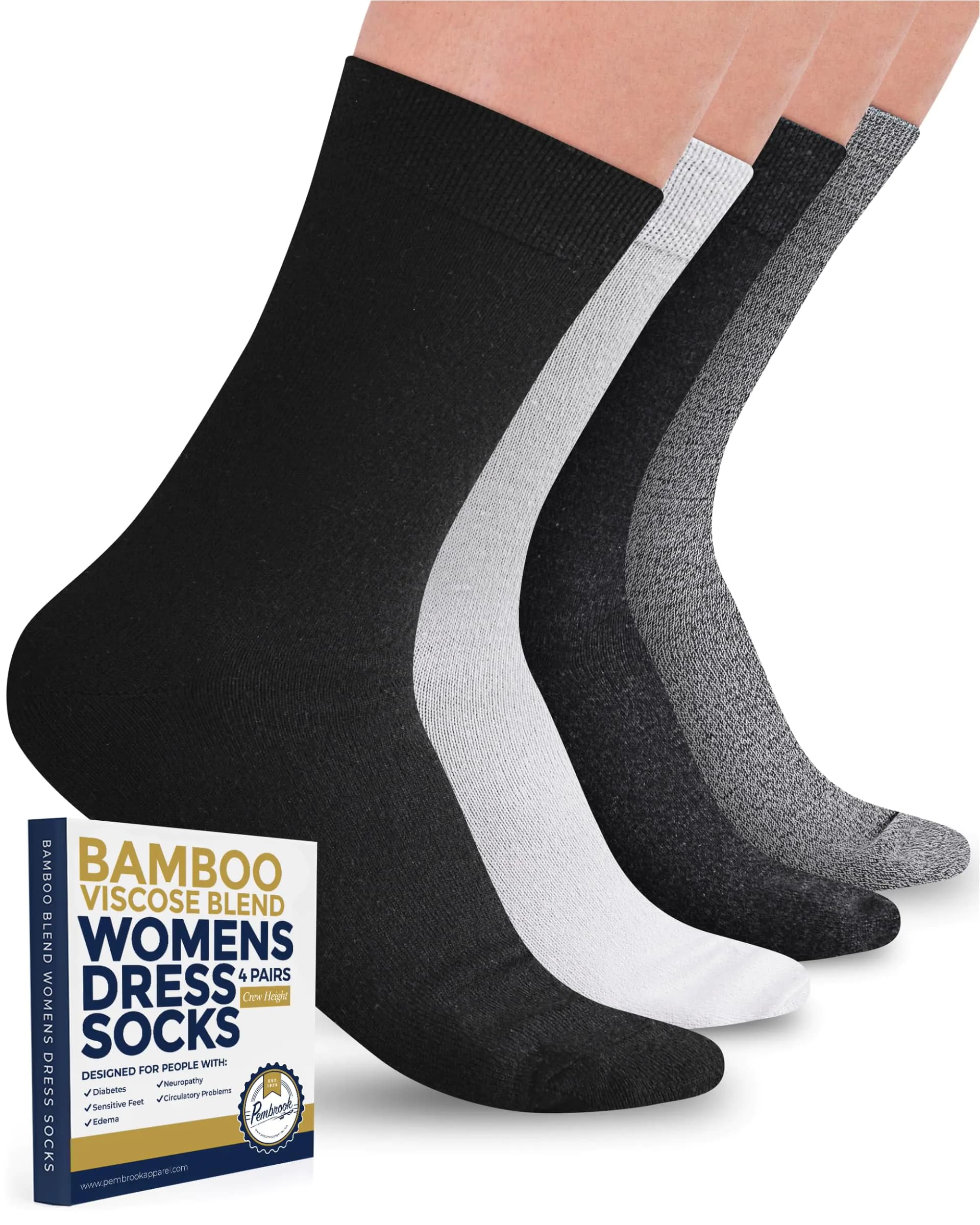 Bamboo Viscose Crew Socks Women Four Pack