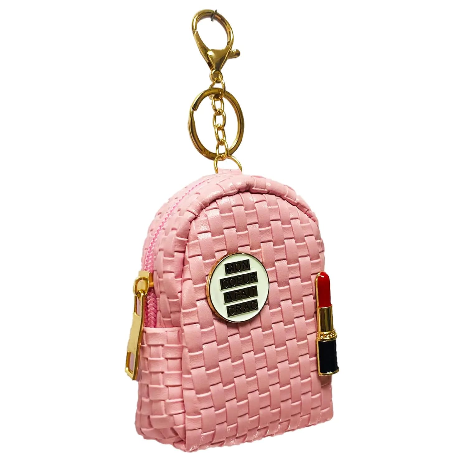 Mini Backpack Keychain Pink Wallet