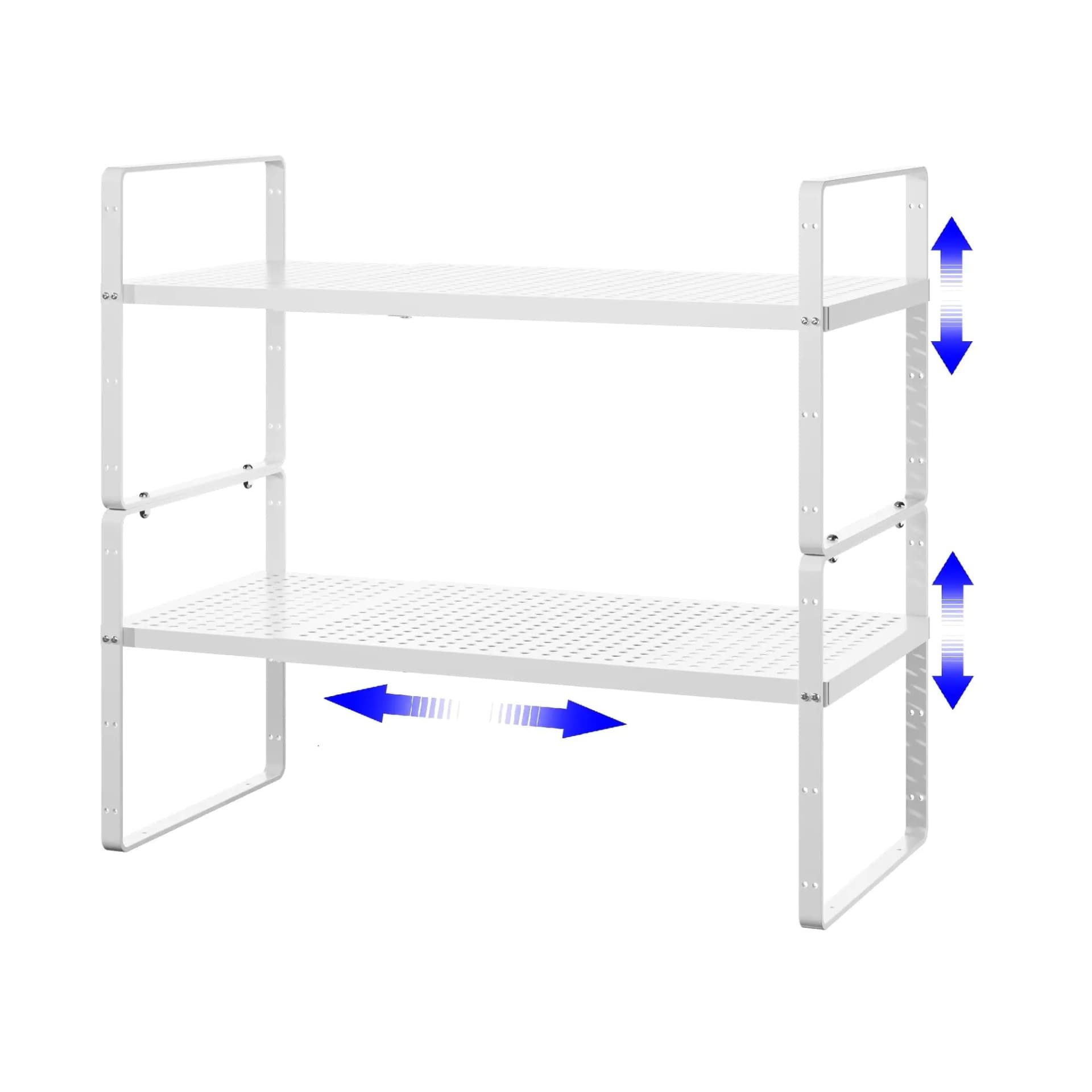 KIKIBRO Cabinet Shelf Expandable Width for Pantry RV Desk Home Organization White 2 Pack