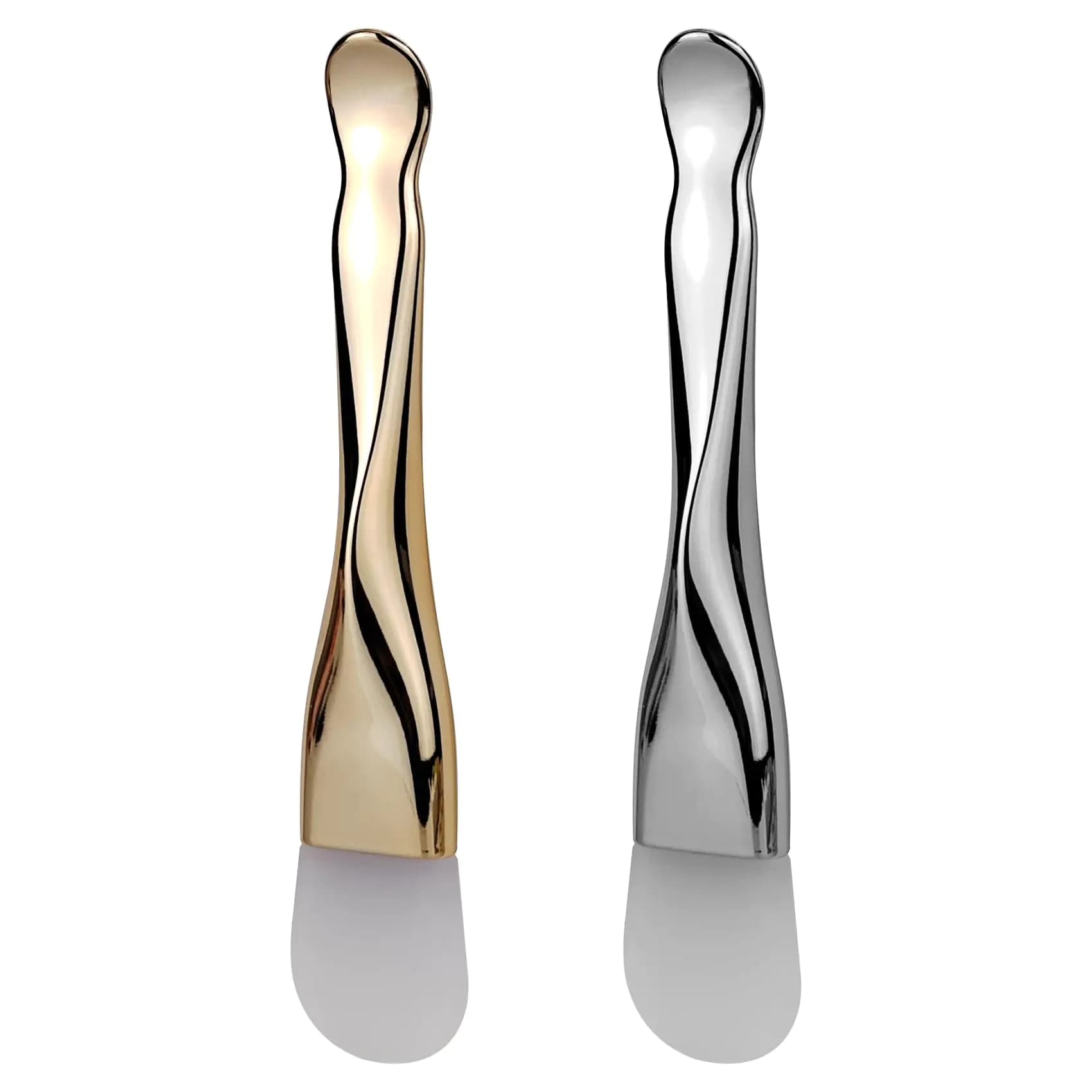 Silicone Face Mask Applicator Dual End Gold Silver