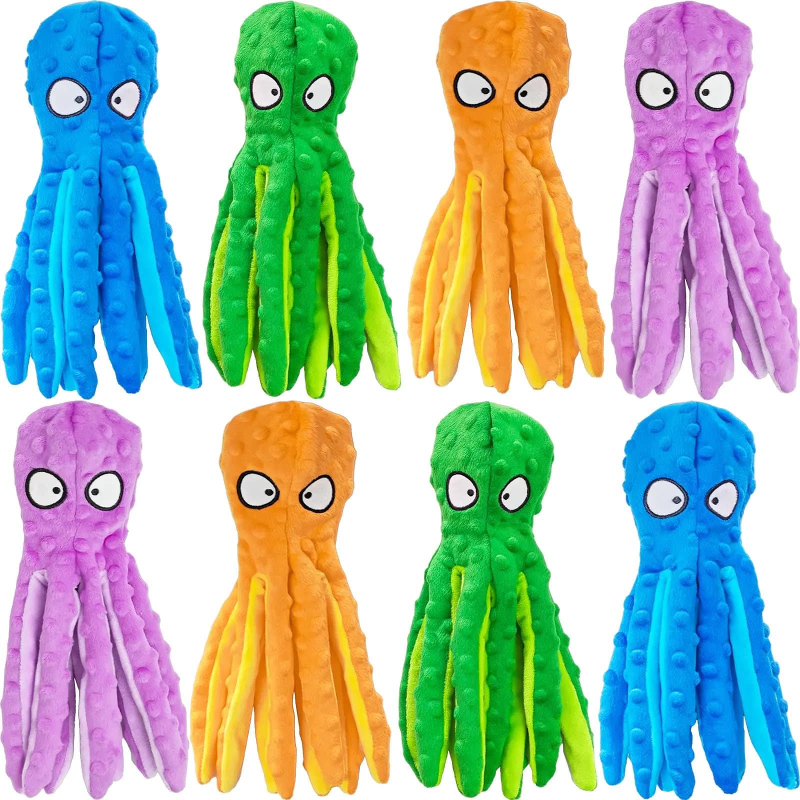 Squeaky Octopus Plush Dog Toys, 8 Pack