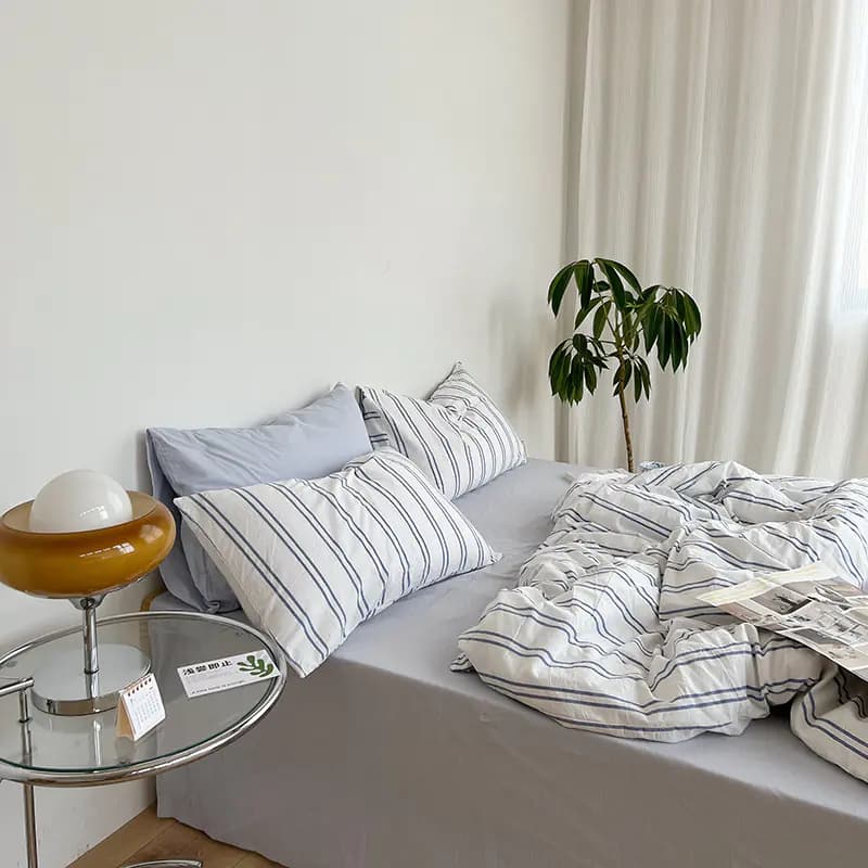 Korean Blogger Inspired Vintage Striped Cotton Bedding Set