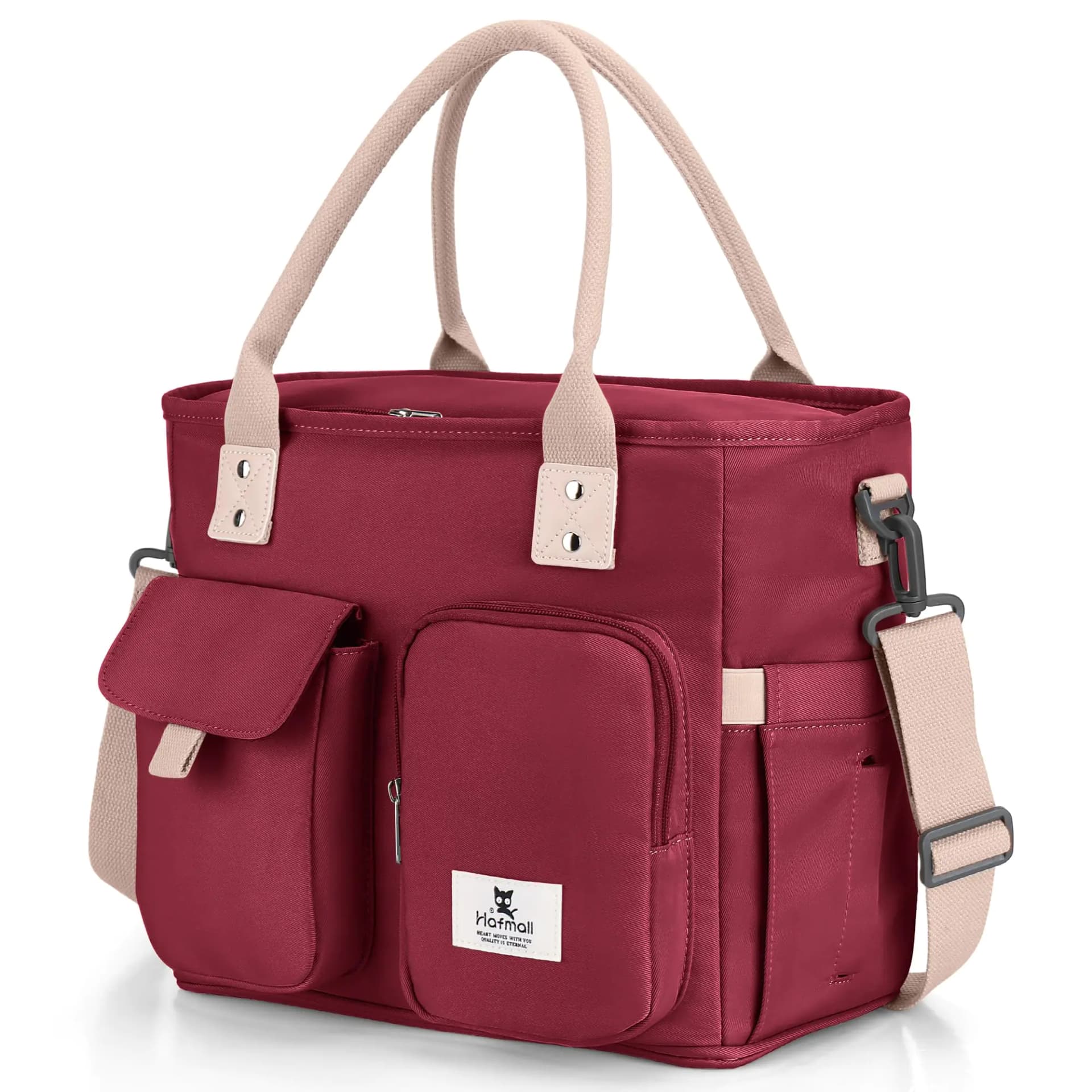 Large Insulated Lunch Bag With Shoulder Strap Red