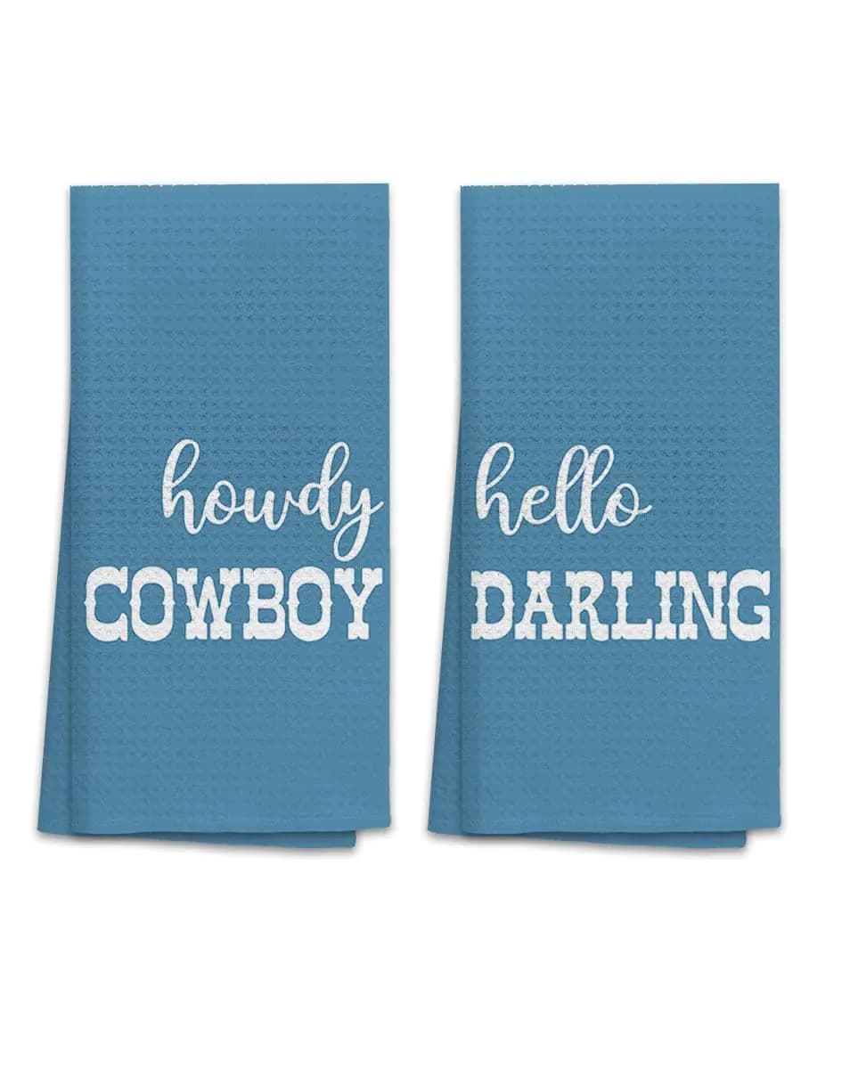 OHSUL Western Bathroom Decor Western Kitchen Hand Towels Western Bathroom Accessories Western Towels for Bathroom Western Kitchen Decor Kitchen Towels Set of 2(Blue)