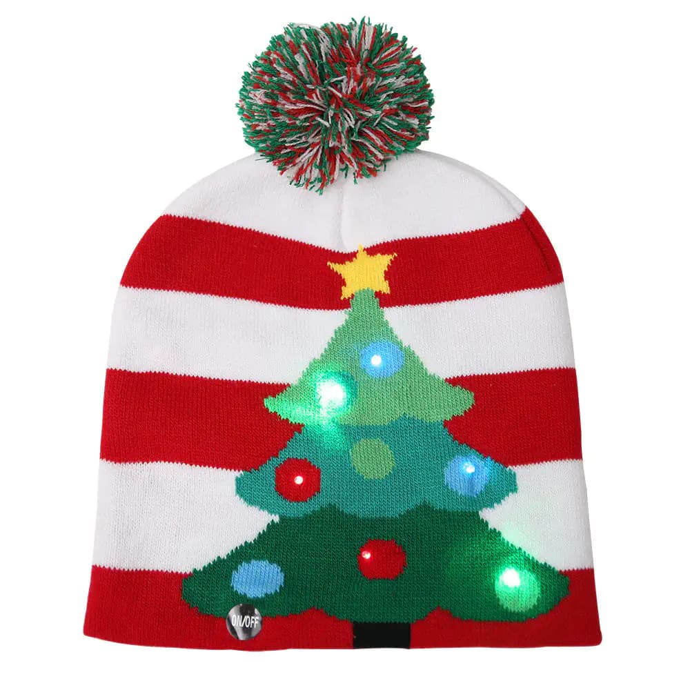 Pom Party Holiday Hats With LED Lights
