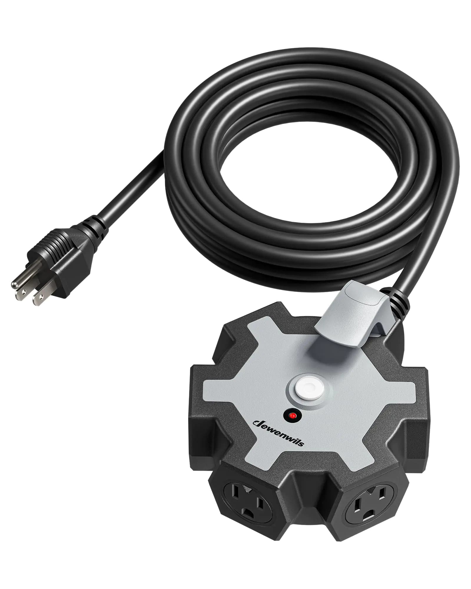 DEWENWILS Industrial Power Strip with 5-Outlet 15FT Heavy Duty Extension Cord for Halloween Decorations Christmas Lights Garage ETL Listed 14/3 AWG SJTW Circuit Breaker Swivel Safety Covers