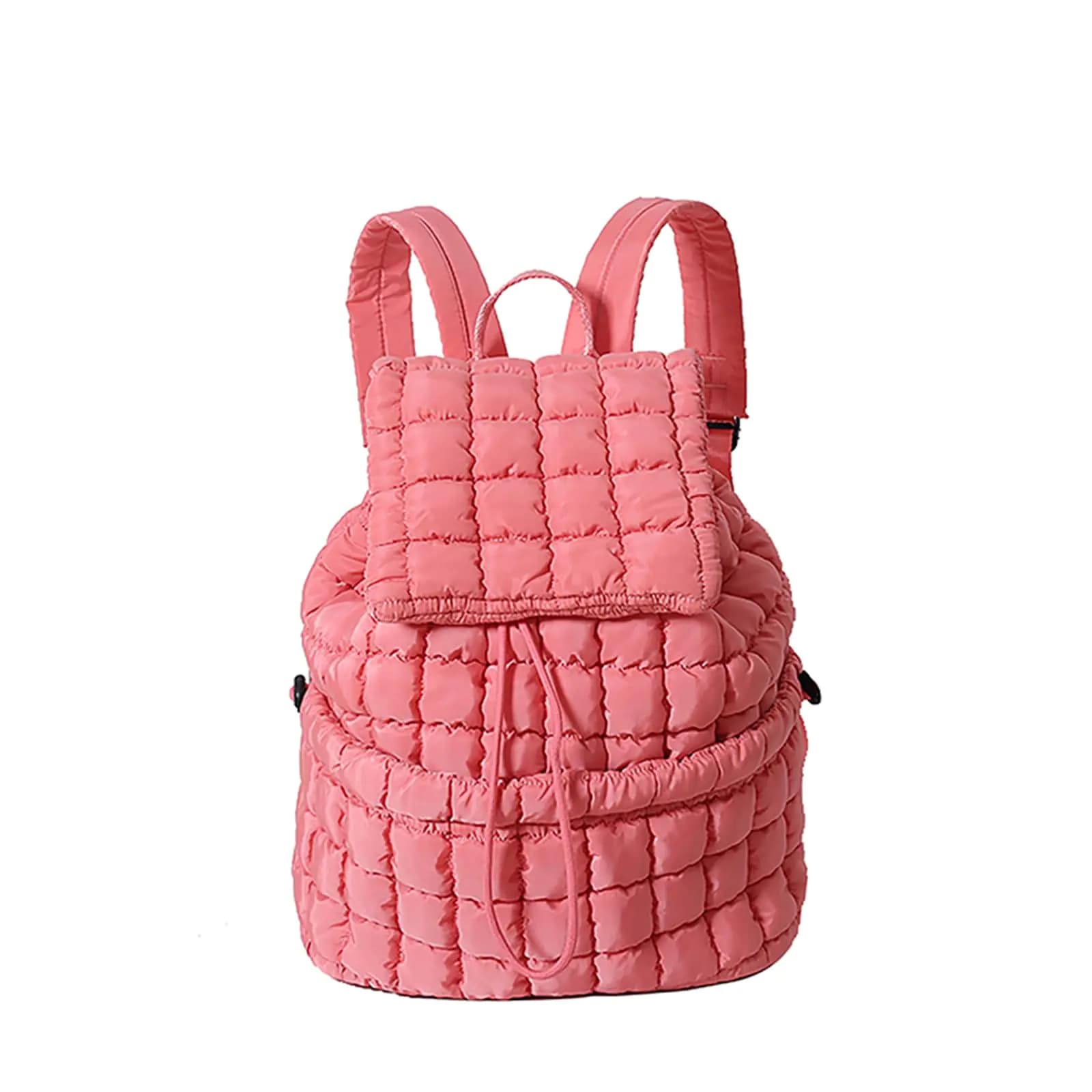 Quilted Puffer Backpack For Women, Watermelon Red