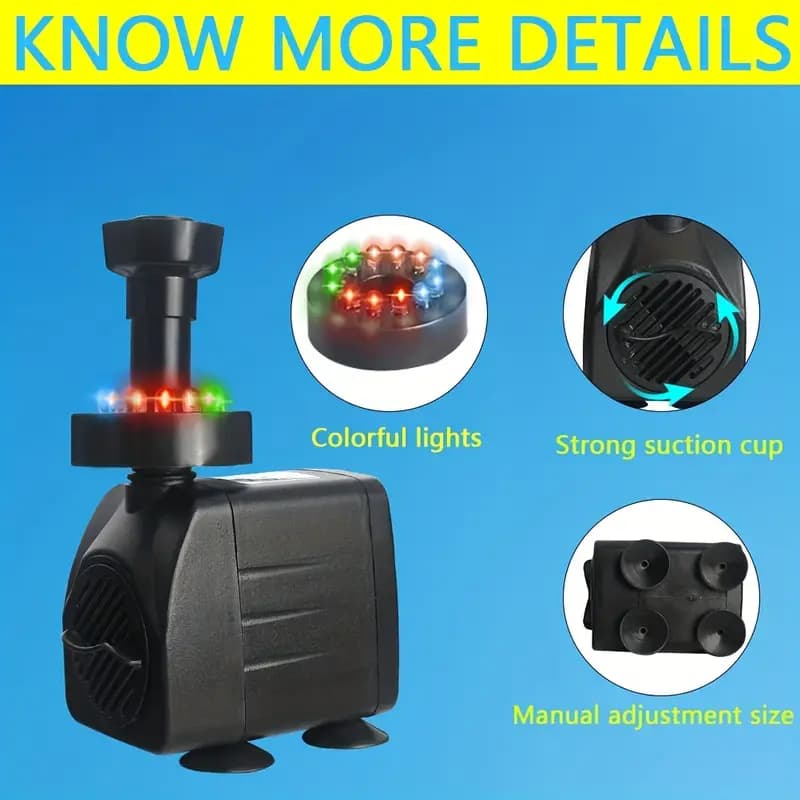 Pond Fountain Pump SM-068 with 12 LED Lights & Nozzles