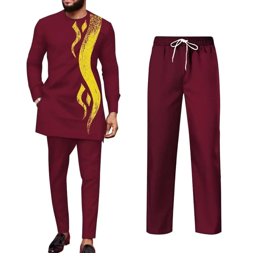 Men's African Dashiki Two-Piece Suit Set