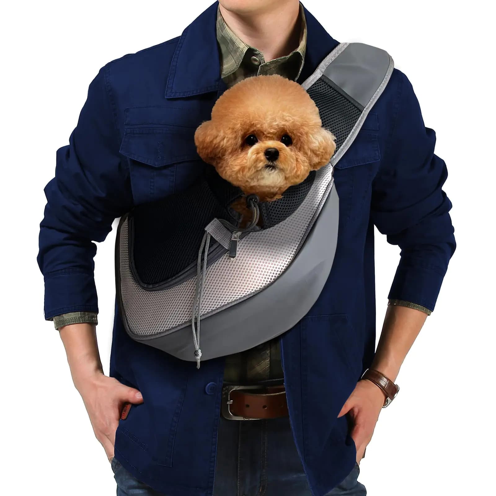 Pet Sling Carrier Hands Free Backpack Grey