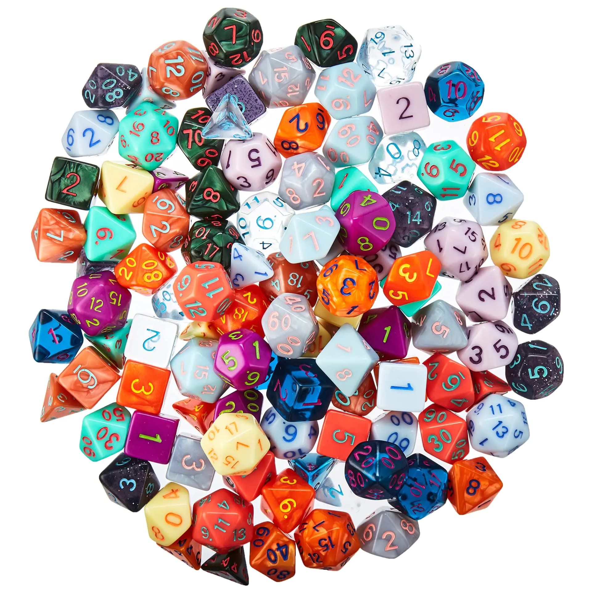 Polyhedral Dice Set 15 Pack Multicolor