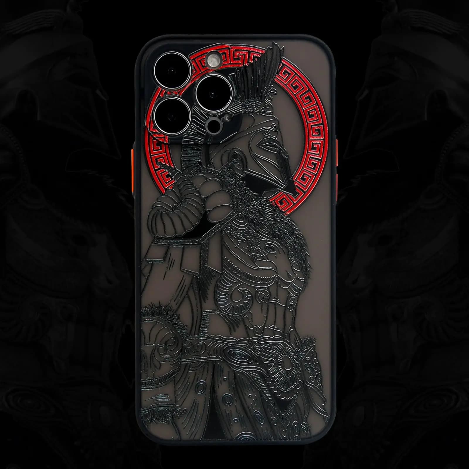 Cool Gladiator Phone Case with 3D Embossed Compatible for iPhone 15 Pro Clear Frosted Trendy Phone Case