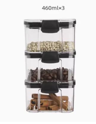Transparent Plastic Square Kitchen Storage Jar