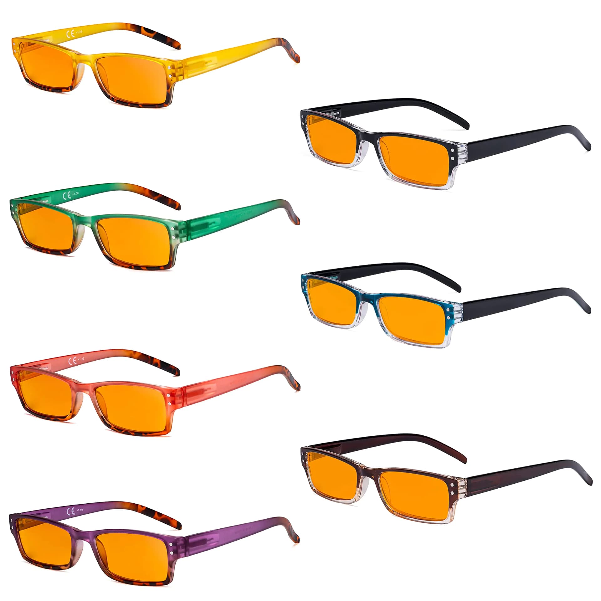 Eyekepper 7-pack Blue Light Filter Glasses Women - Fashion Computer Eyeglasses Orange Tinted +1.75