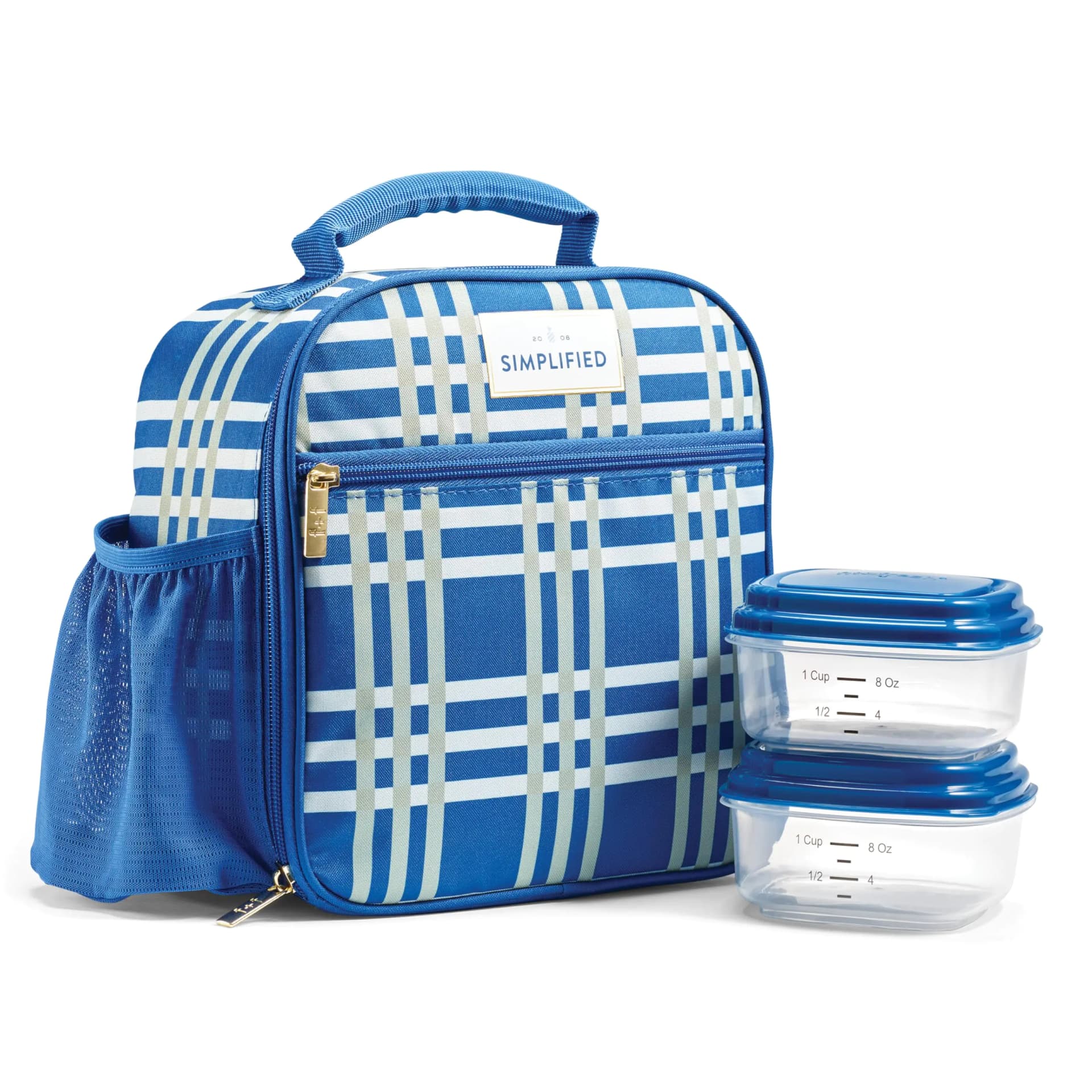 Insulated Lunch Bag With Containers Pistachio Plaid