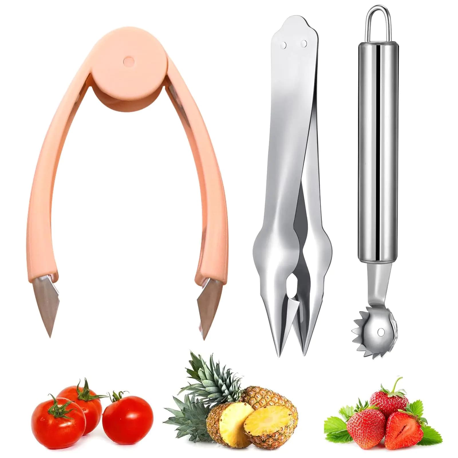 Strawberry Hullers and Pineapple Corer Tool Yellow