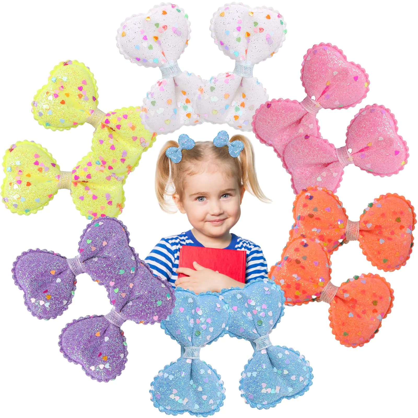 Glitter Hair Bows Alligator Clips Set