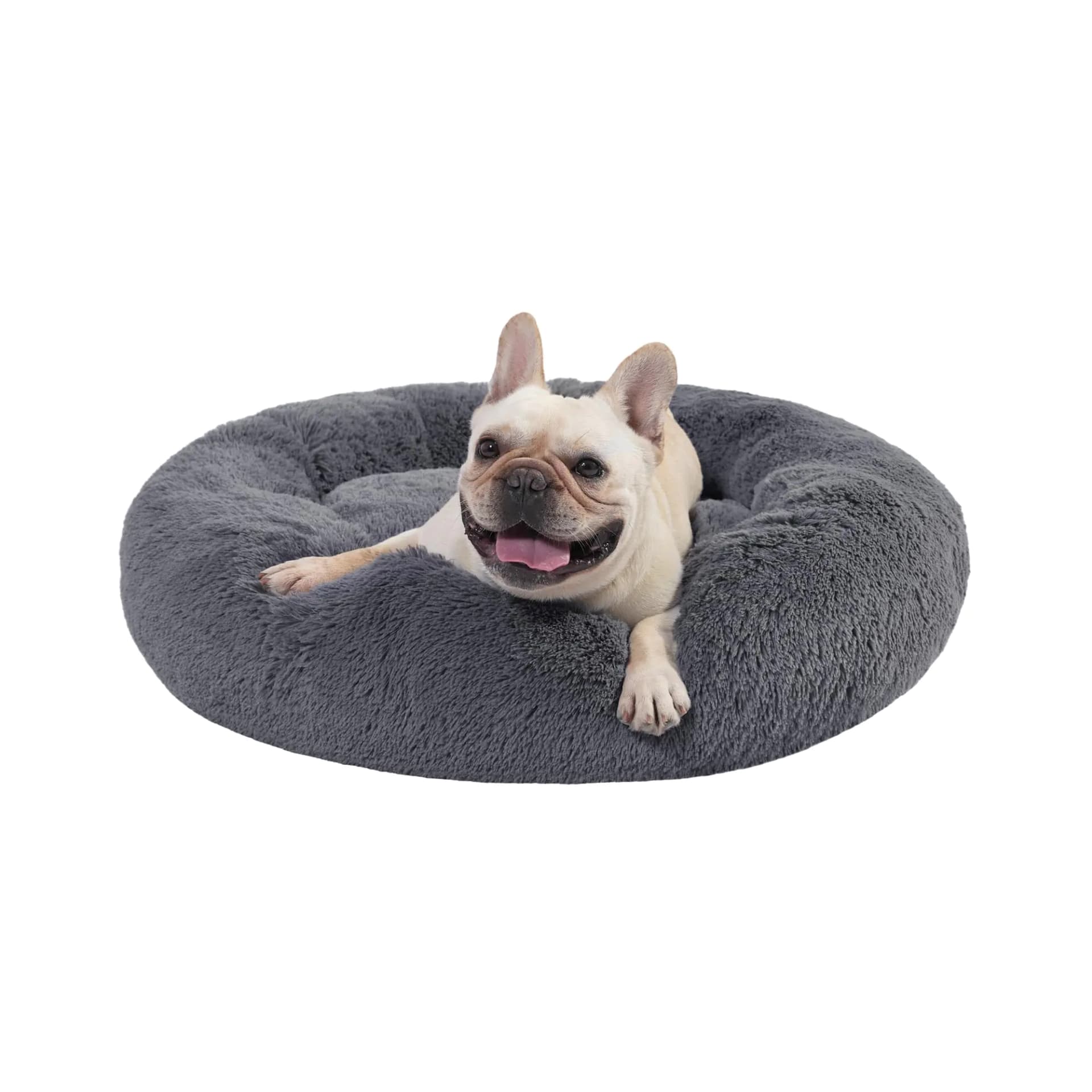 Dark Grey Calming Donut Dog Bed Medium