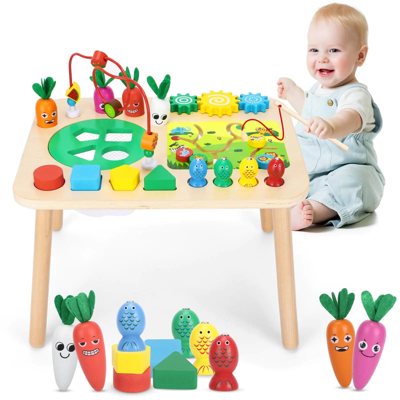 Wooden 7-in-1 Activity Table for Toddlers