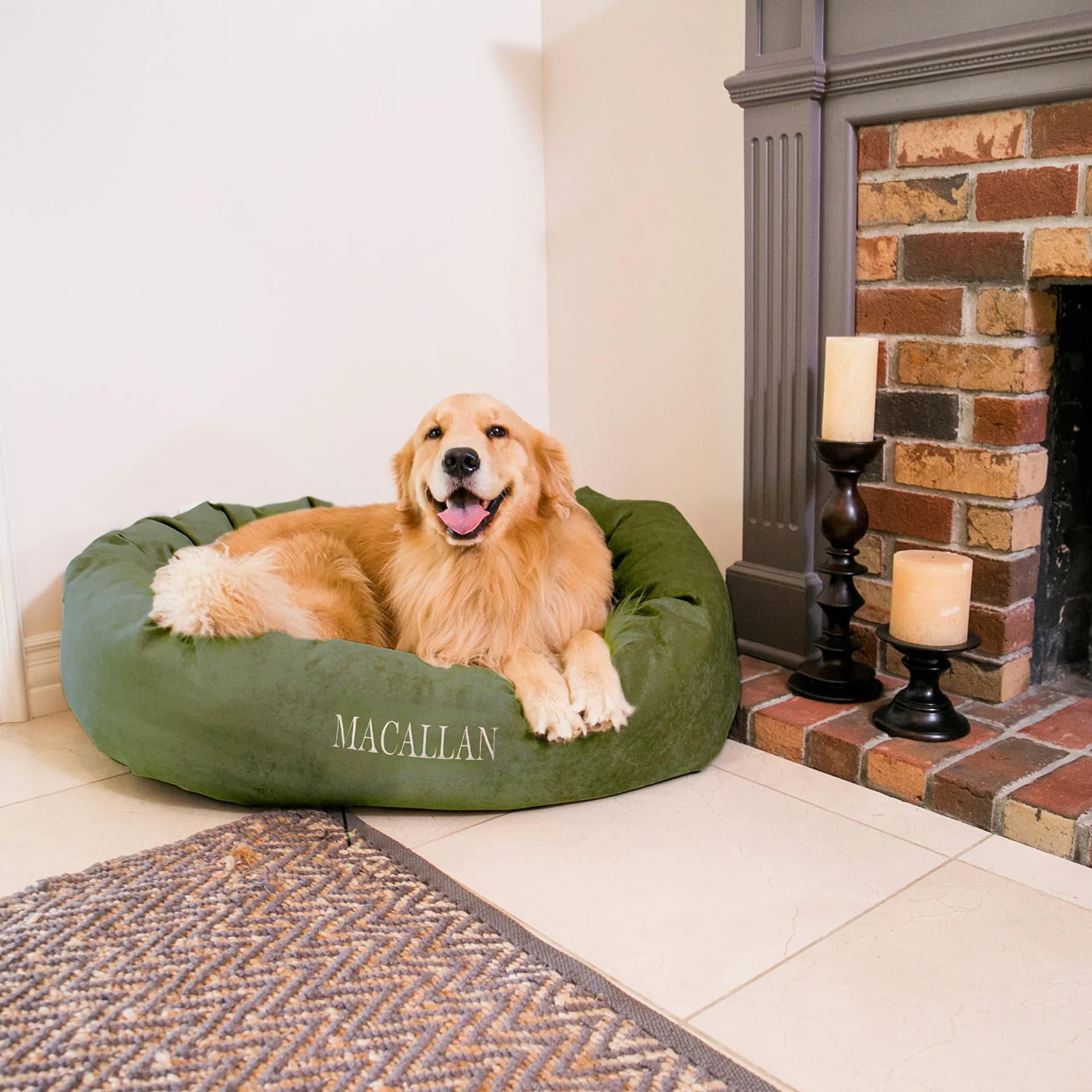 Personalized Memory Foam Dog Bed Fern 32 Inch