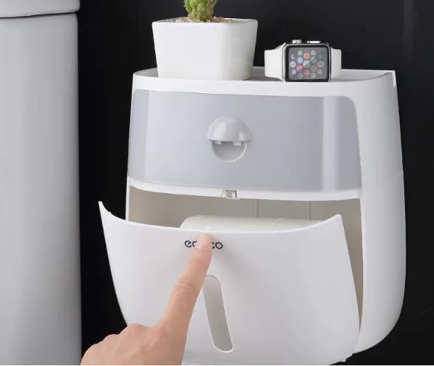 Tissue Box and Bathroom Storage Organizer Shelf