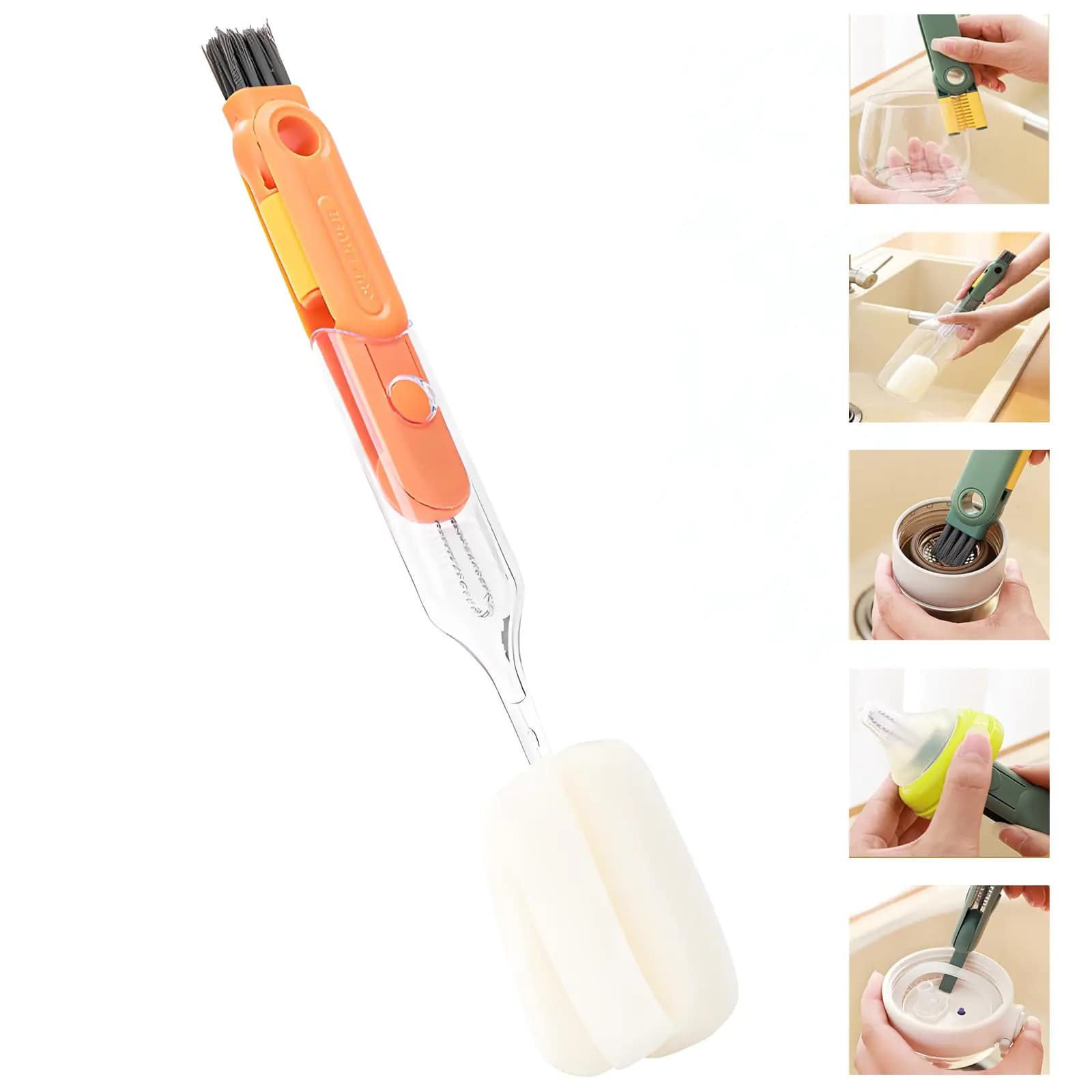 5-in-1 Multi-Purpose Cleaning Brush Set Orange