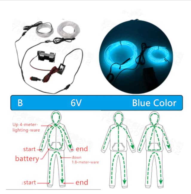 Fluorescent Dance Performance Costume with LED Lights