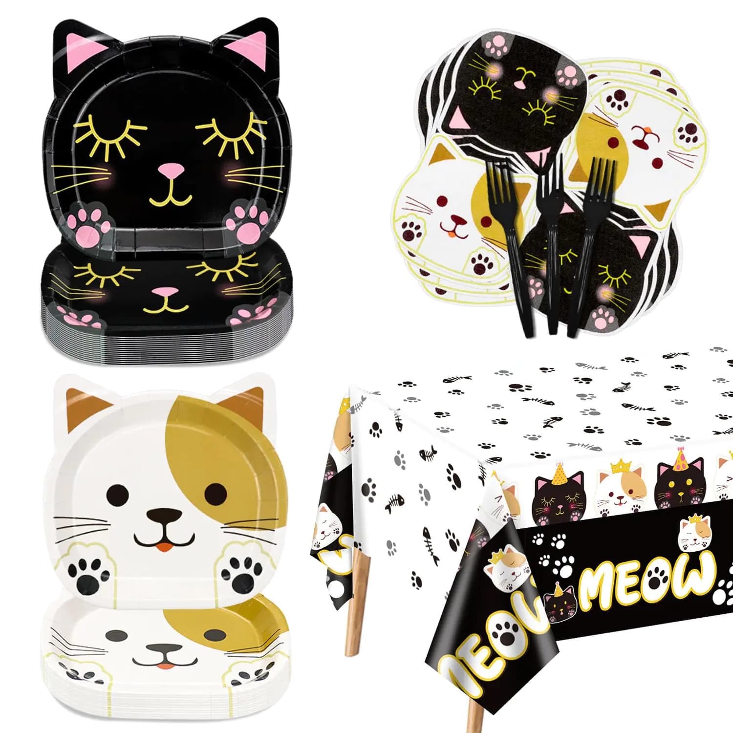 Cat Birthday Party Decorations Set for 20