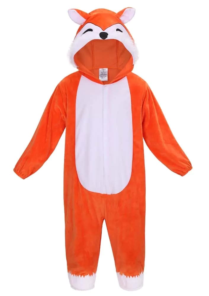 LMYOVE Fox Costume for Girls Fox Onesie Halloween Costume Kids Boys Girls Animal Orange Onesie Fox