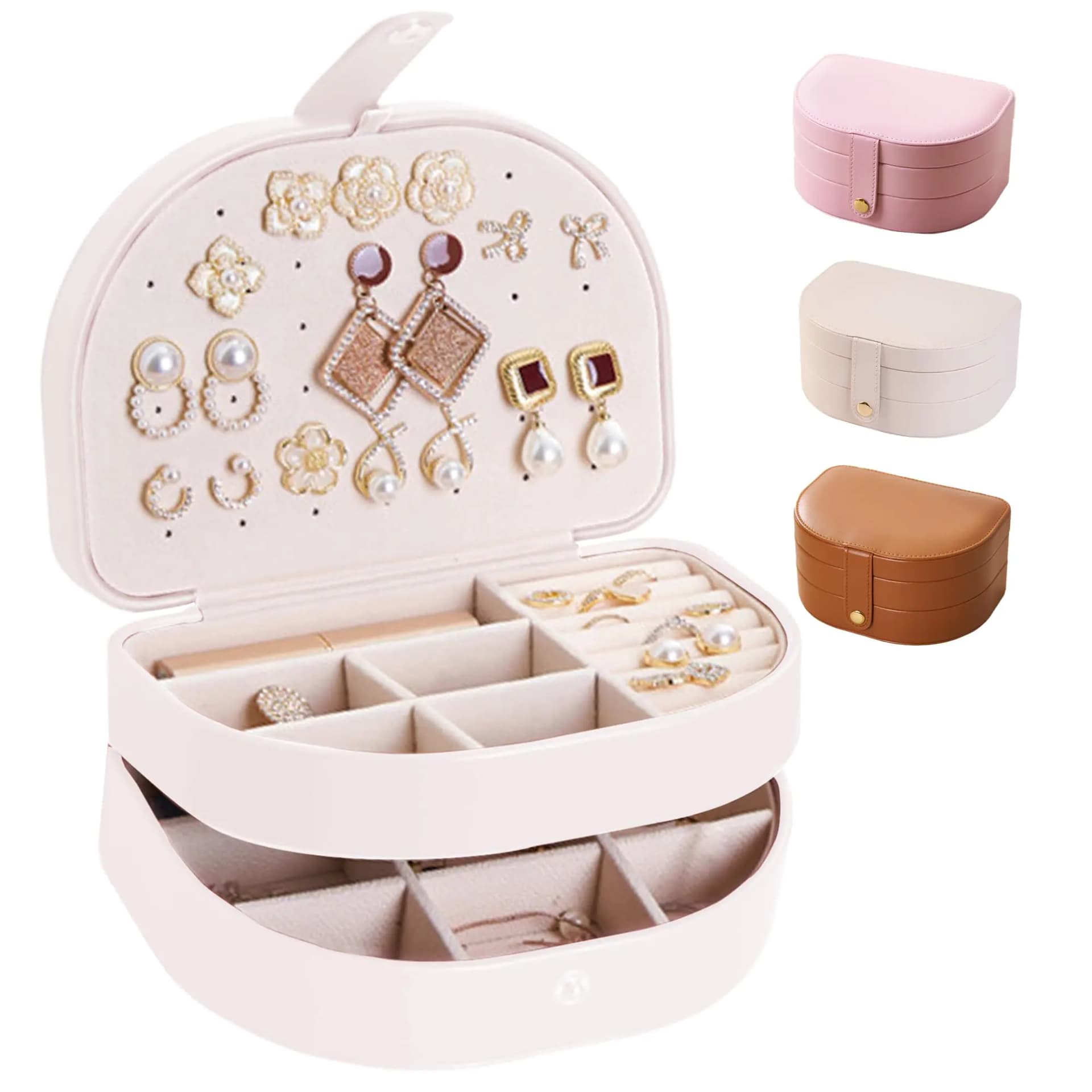 Travel Jewelry Organizer Case, Three Layer PU Leather