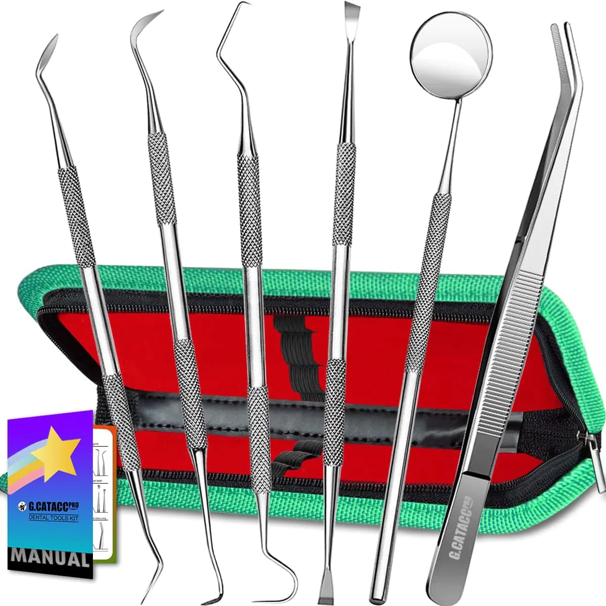 Dental Plaque Remover Kit with Stainless Steel Tools