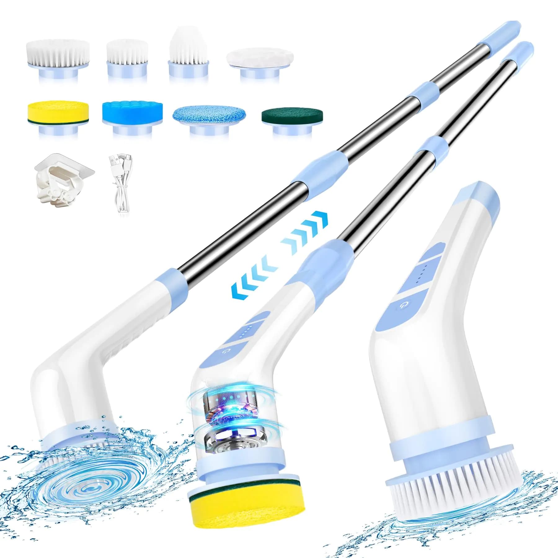 Electric Spin Scrubber with Eight Brush Heads