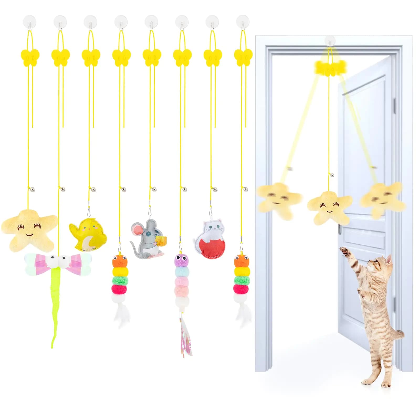 Interactive Cat Toy Set With Feather Teaser