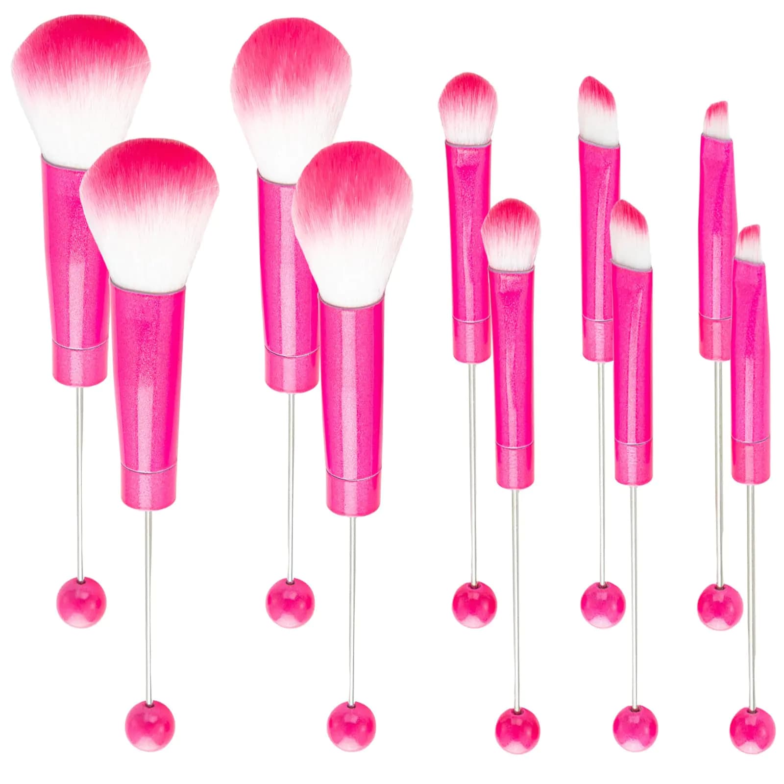 Beadable Makeup Brush Set - Rose Pink