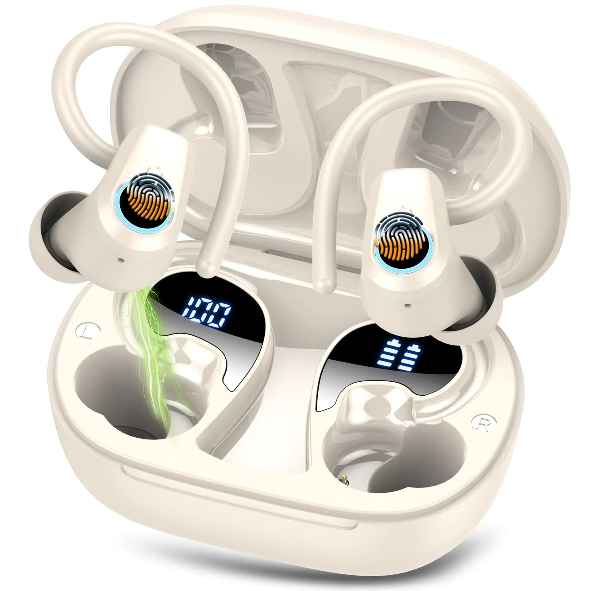 Wireless Bluetooth Earbuds With Noise Cancelling, Milky White