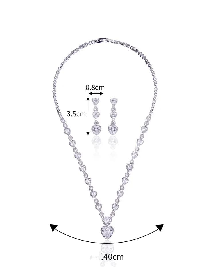 Silver Heart-Shaped Bridal Jewelry Set