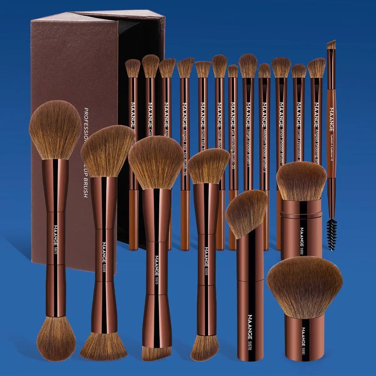 MAANGE 20-Piece Makeup Brush Set, Dark Brown