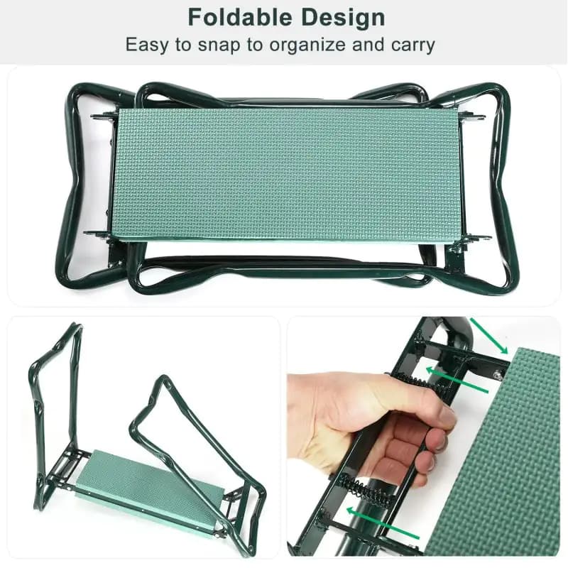 Foldable Garden Kneeler Seat With Kneeling Soft Cushion Pad Tools Pouch Portable Gardener